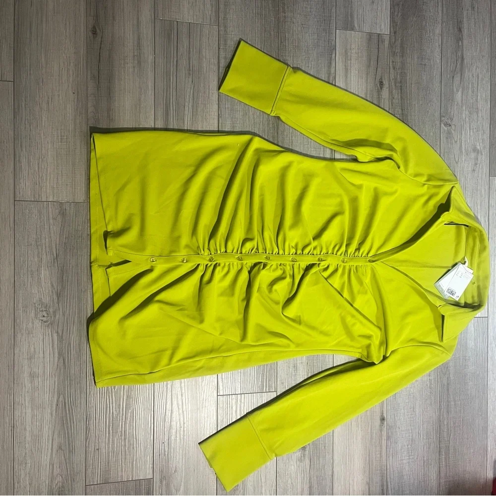 HM New Green Button Front Draped Dress XL Chic Collared Shirt Dress Cocktail